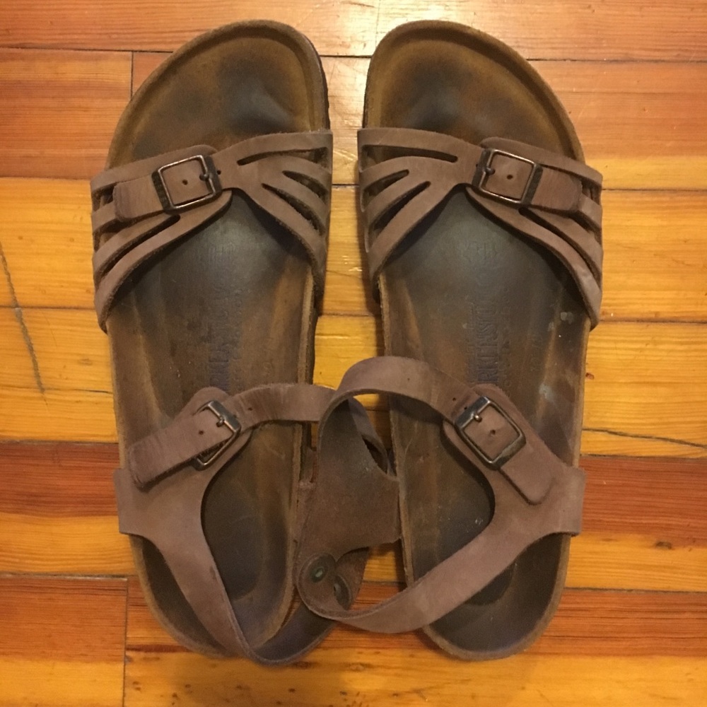 Strappy brown leather Birkenstocks